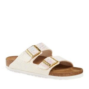 birkenstock arizona snake embossed slide sandal
